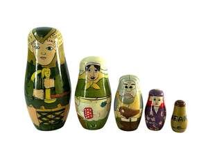 Vintage Jack and the Beanstalk Wooden Nesting Dolls Set of 5 Authentic Models